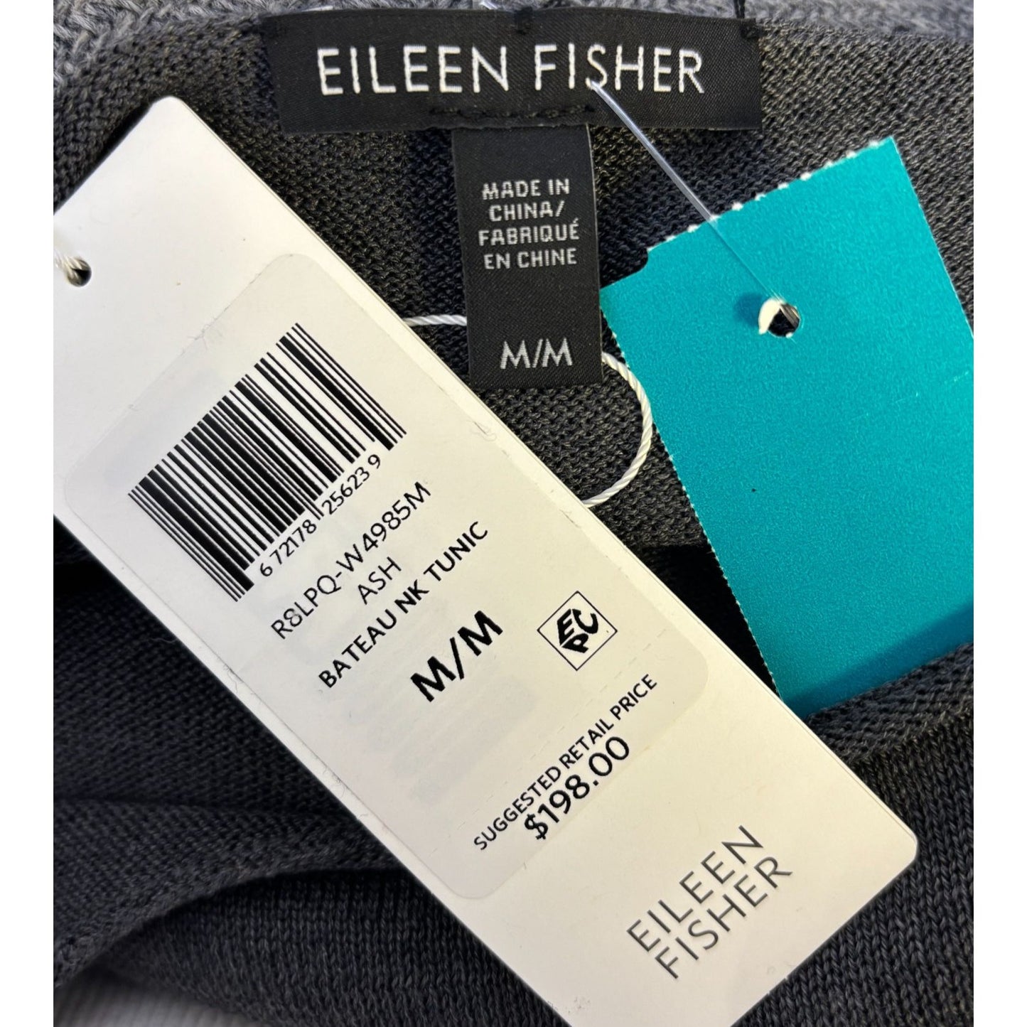 Eileen Fisher Bateau Neck Blouse Gray M