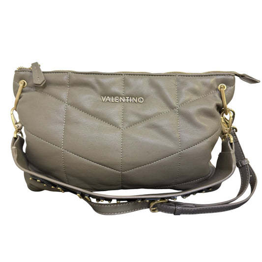 Valentino Vegan Leather Crossbody Bag In Grey With Gold Hardware