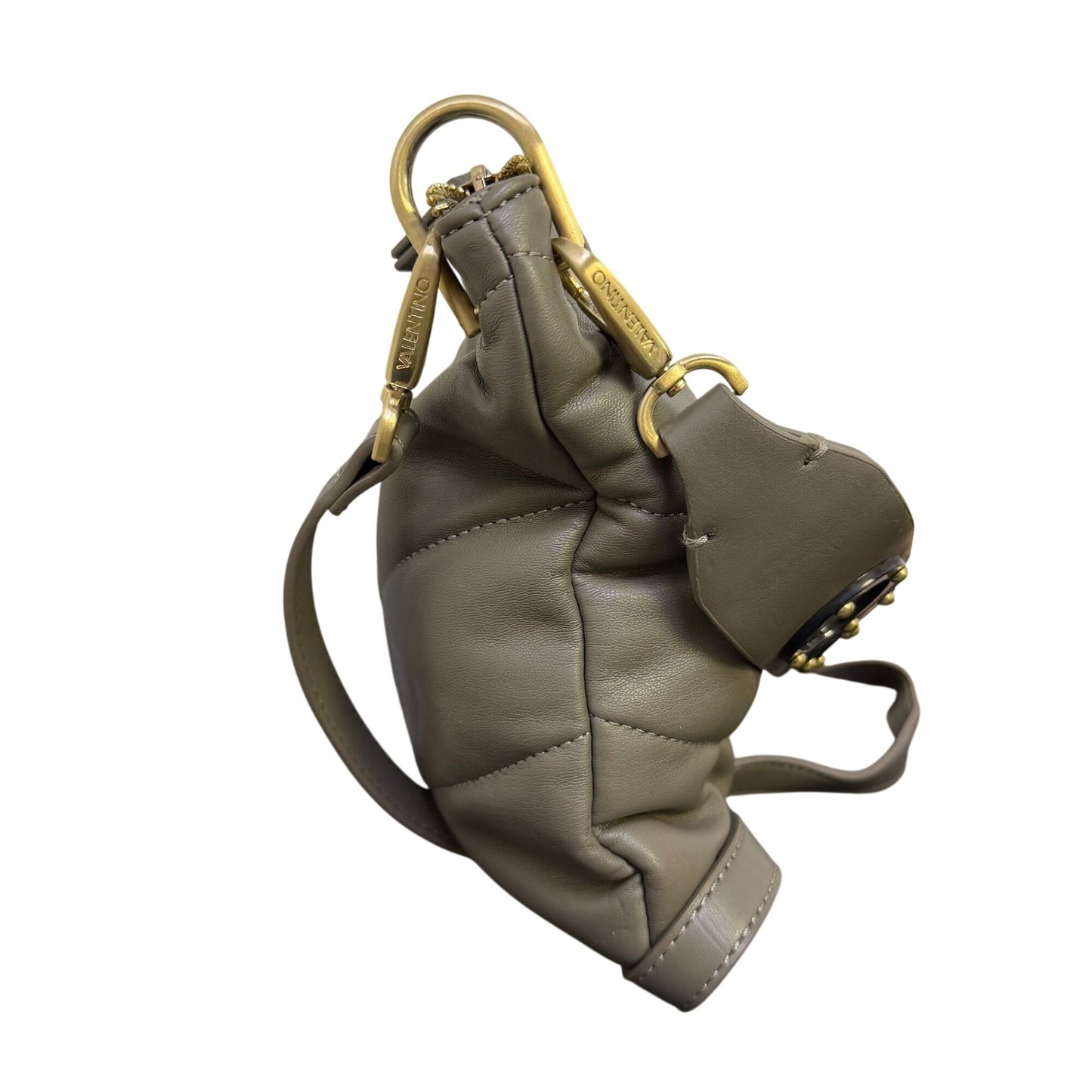 Valentino Vegan Leather Crossbody Bag In Grey With Gold Hardware