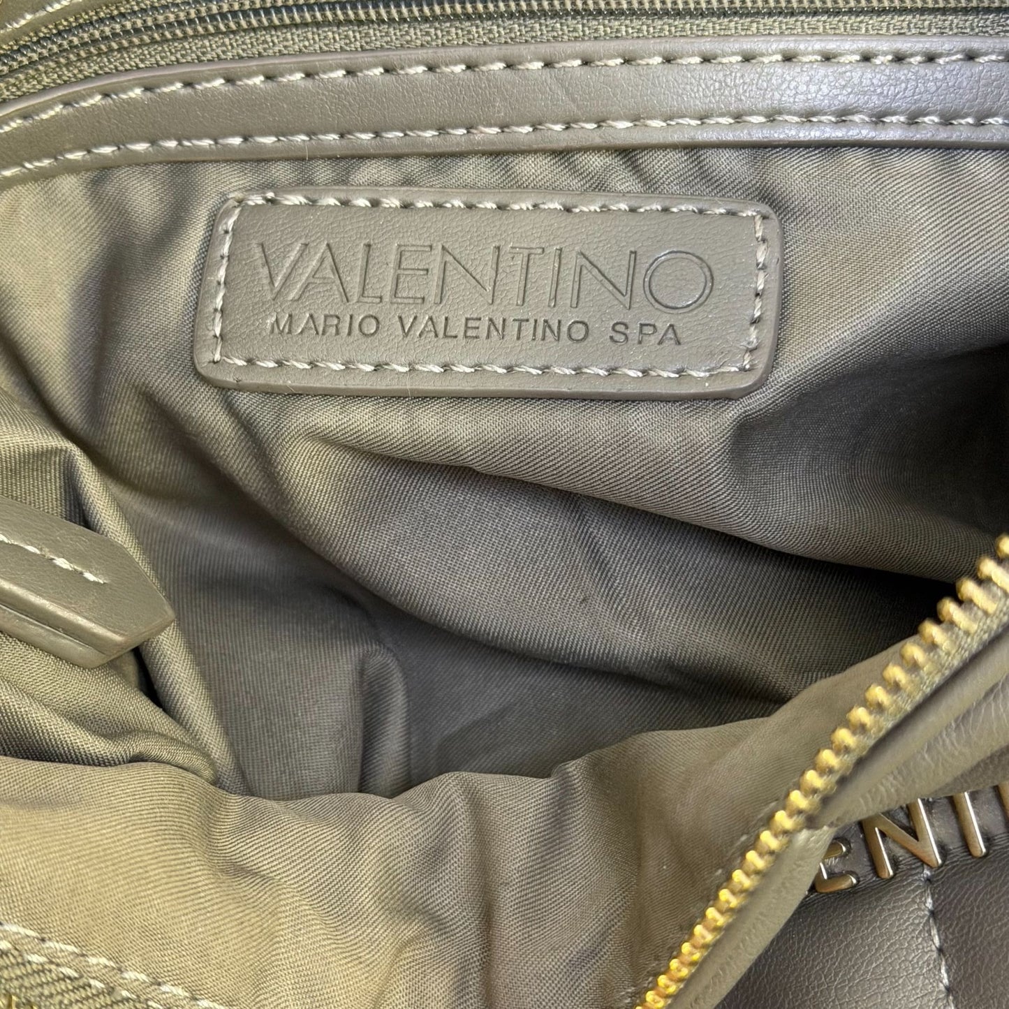 Valentino Vegan Leather Crossbody Bag In Grey With Gold Hardware