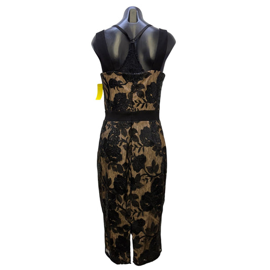 NWT Dress The Population Black & Nude Lace Overlay Midi Dress M