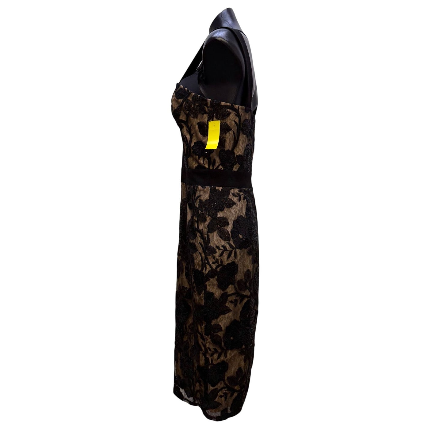 NWT Dress The Population Black & Nude Lace Overlay Midi Dress M