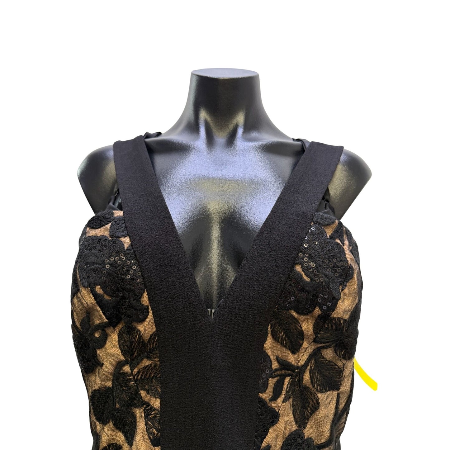 NWT Dress The Population Black & Nude Lace Overlay Midi Dress M