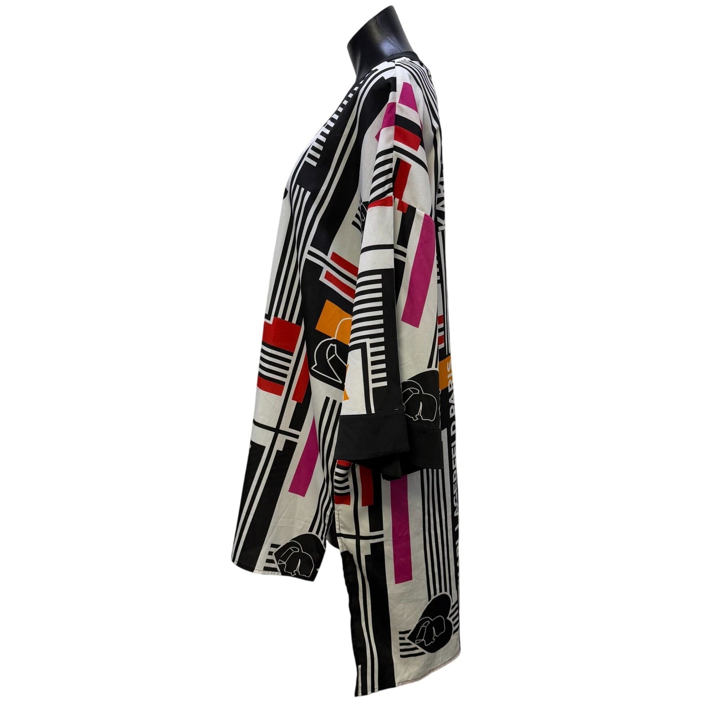Karl Lagerfeld Paris Open Graphic Duster Jacket Black Multi M