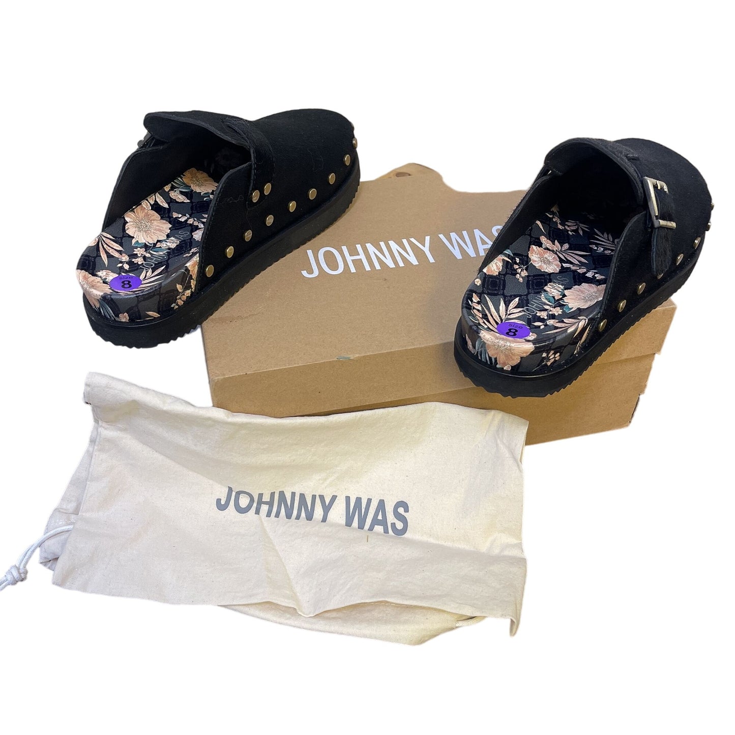 NEW Johnny Was Black Studded Mule Clogs Size 8