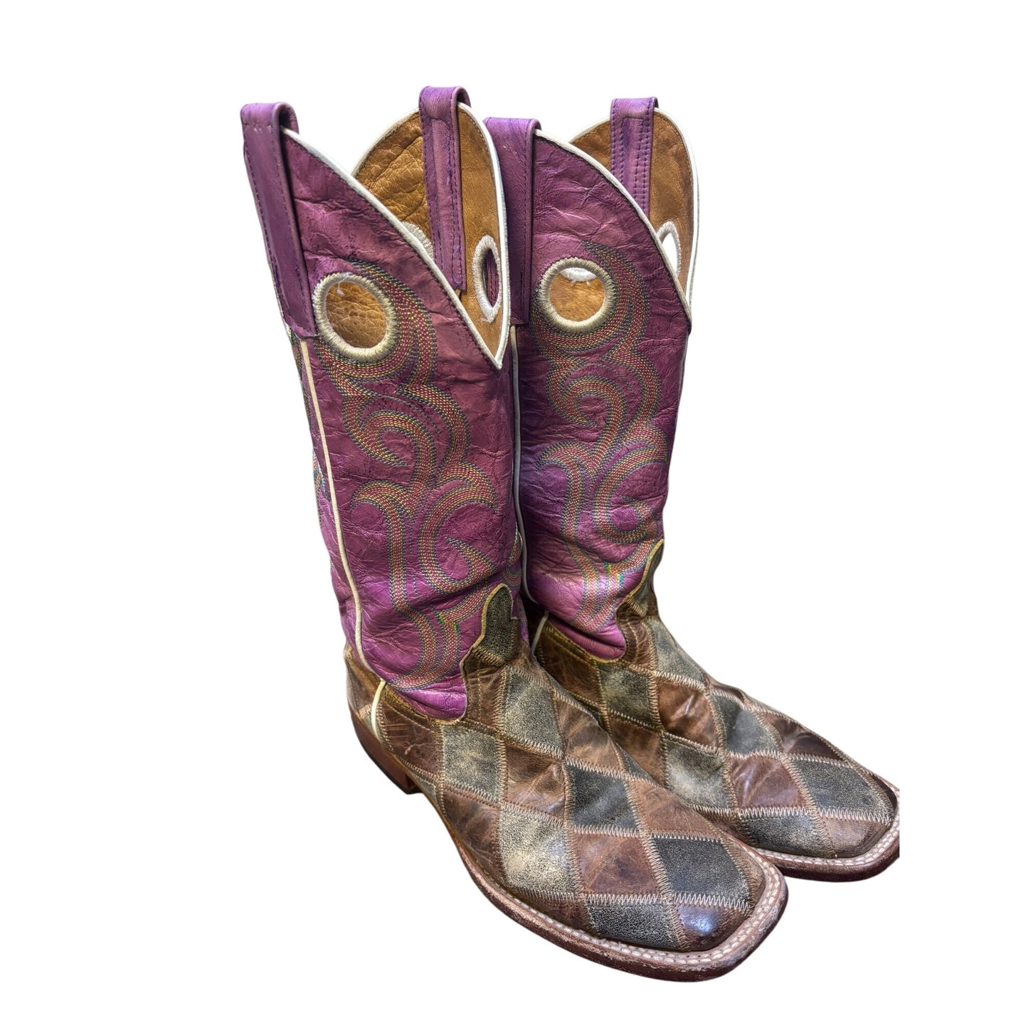 Horse Power Western Boots Brown & Purple Size 7.5 Leather