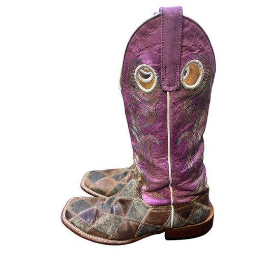 Horse Power Western Boots Brown & Purple Size 7.5 Leather