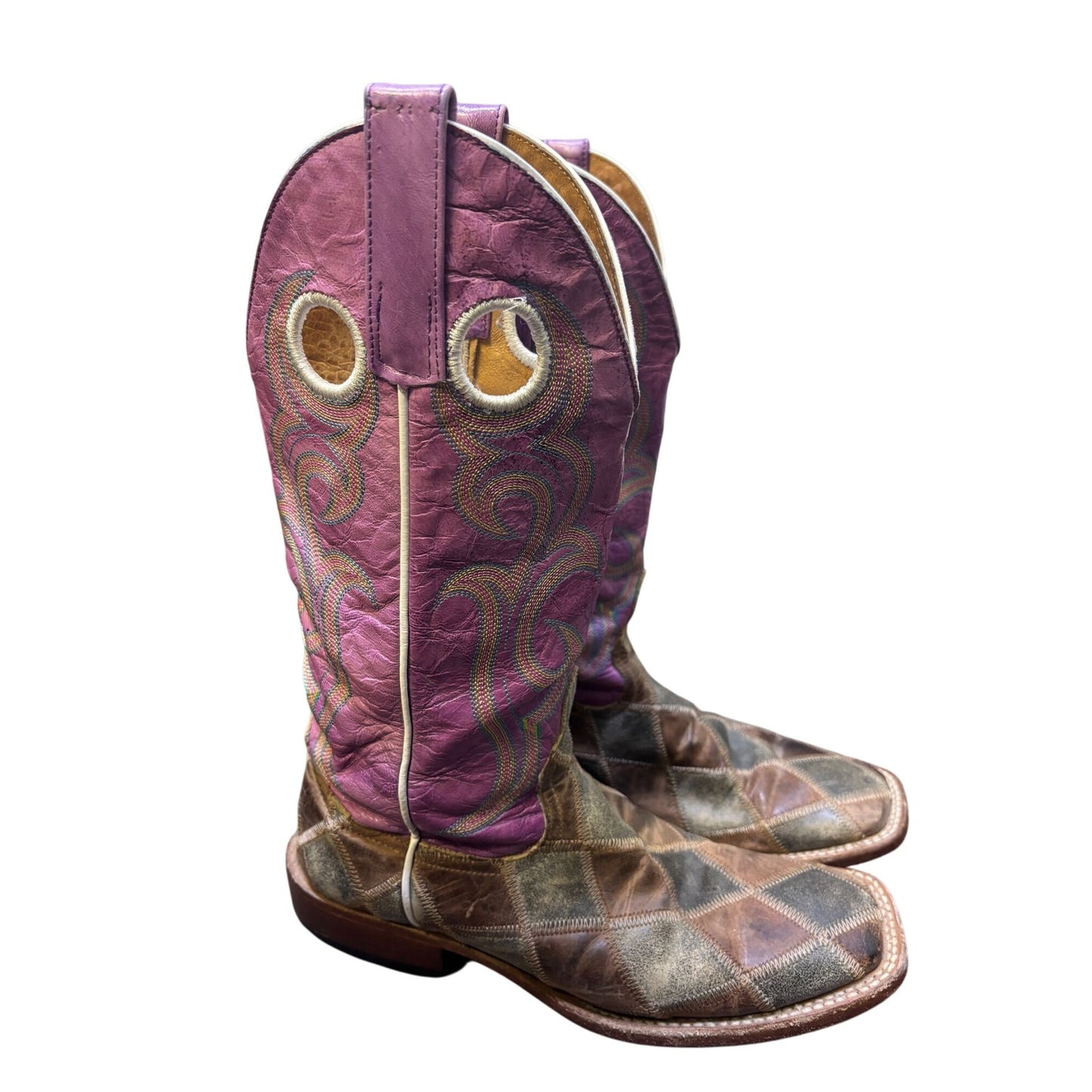 Horse Power Western Boots Brown & Purple Size 7.5 Leather