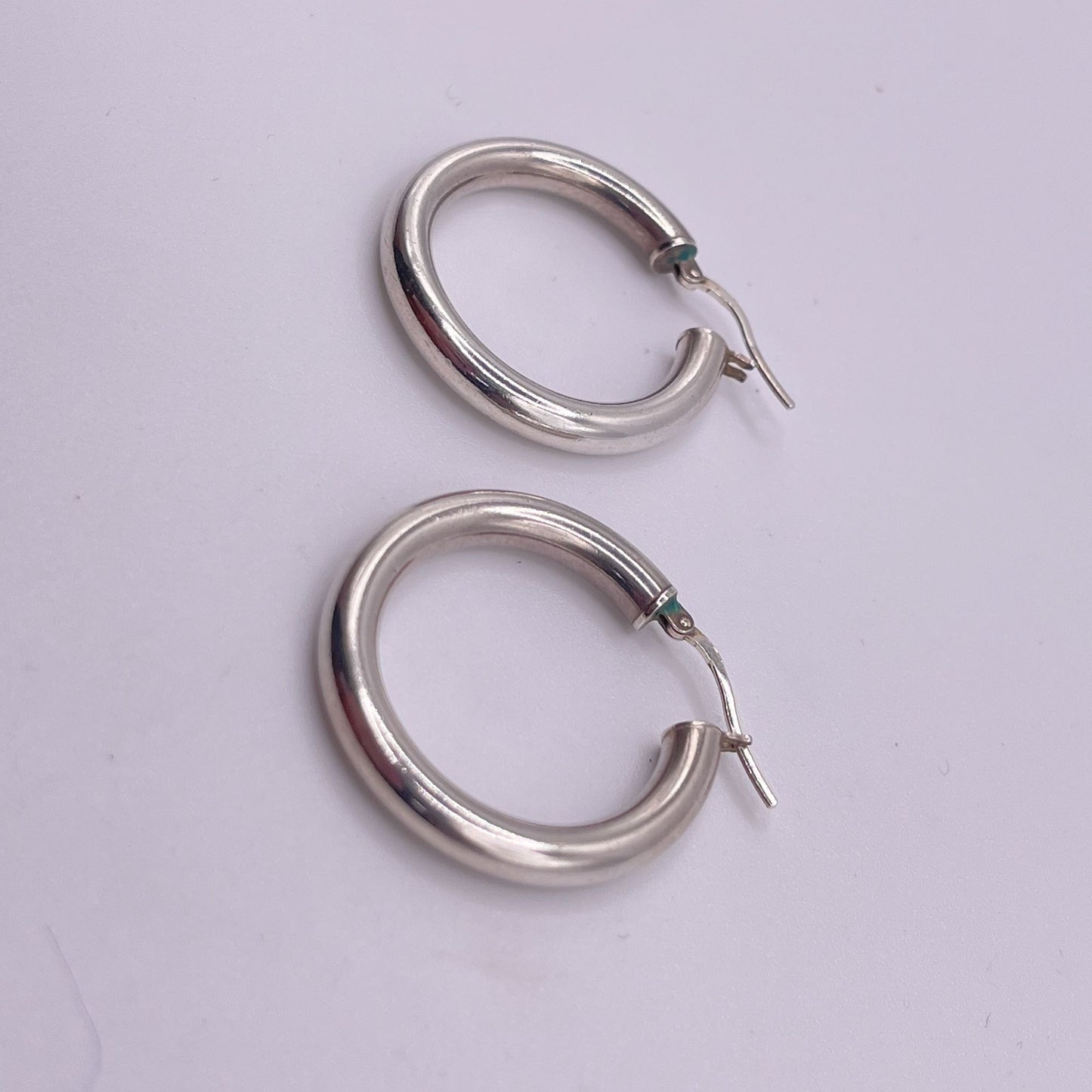 Sterling Silver 925 Classic Hoop Earrings 1.25 Inch Diameter