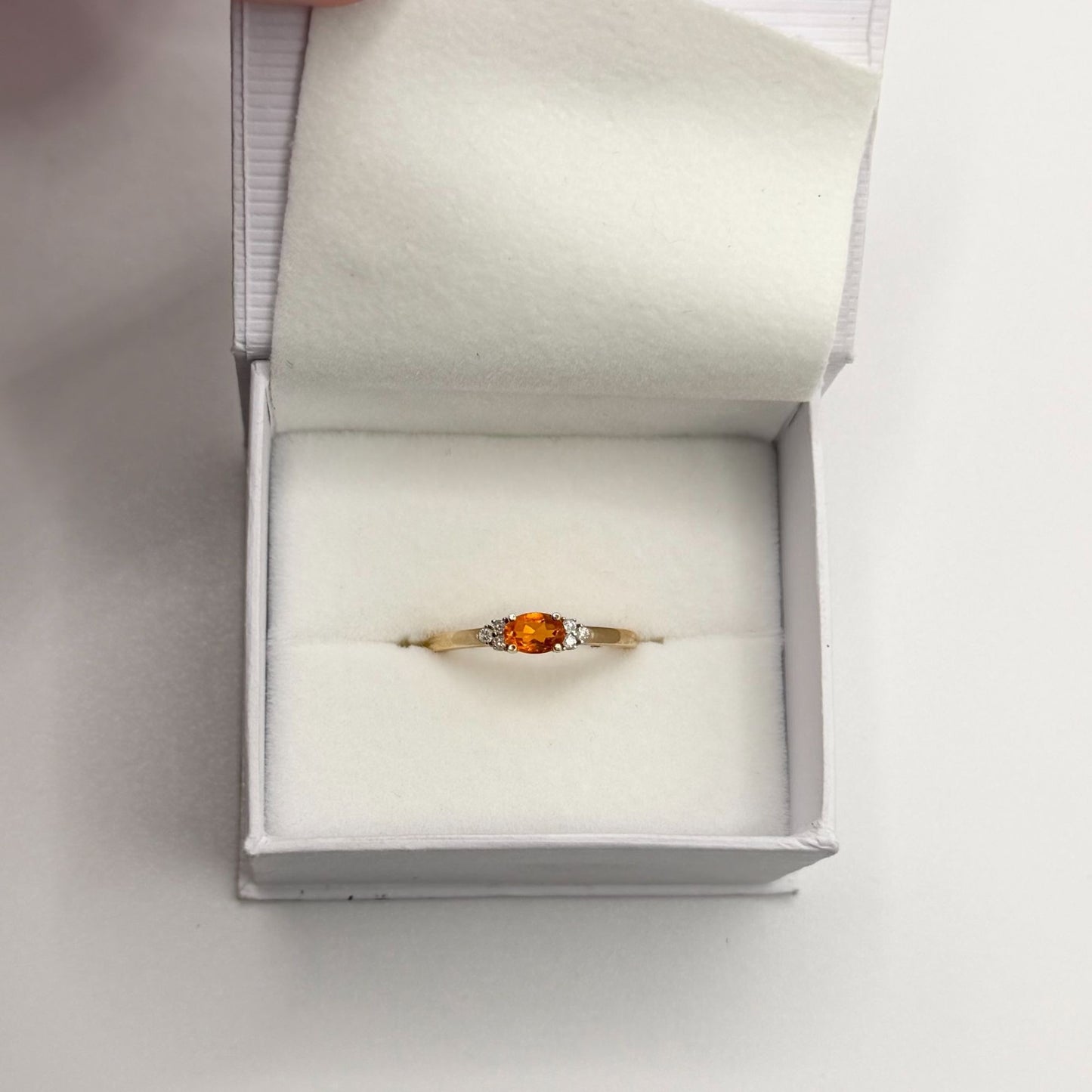 Natural Citrine Diamond Solid 14K Yellow Gold Stud Ring Size 7.5