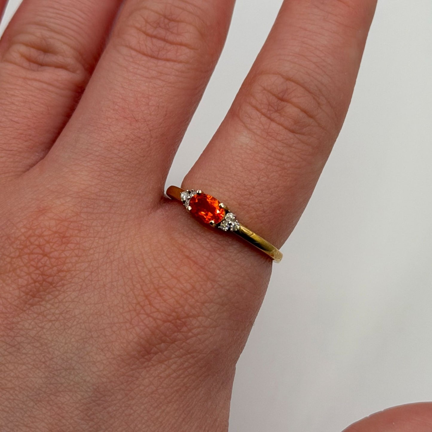 Natural Citrine Diamond Solid 14K Yellow Gold Stud Ring Size 7.5