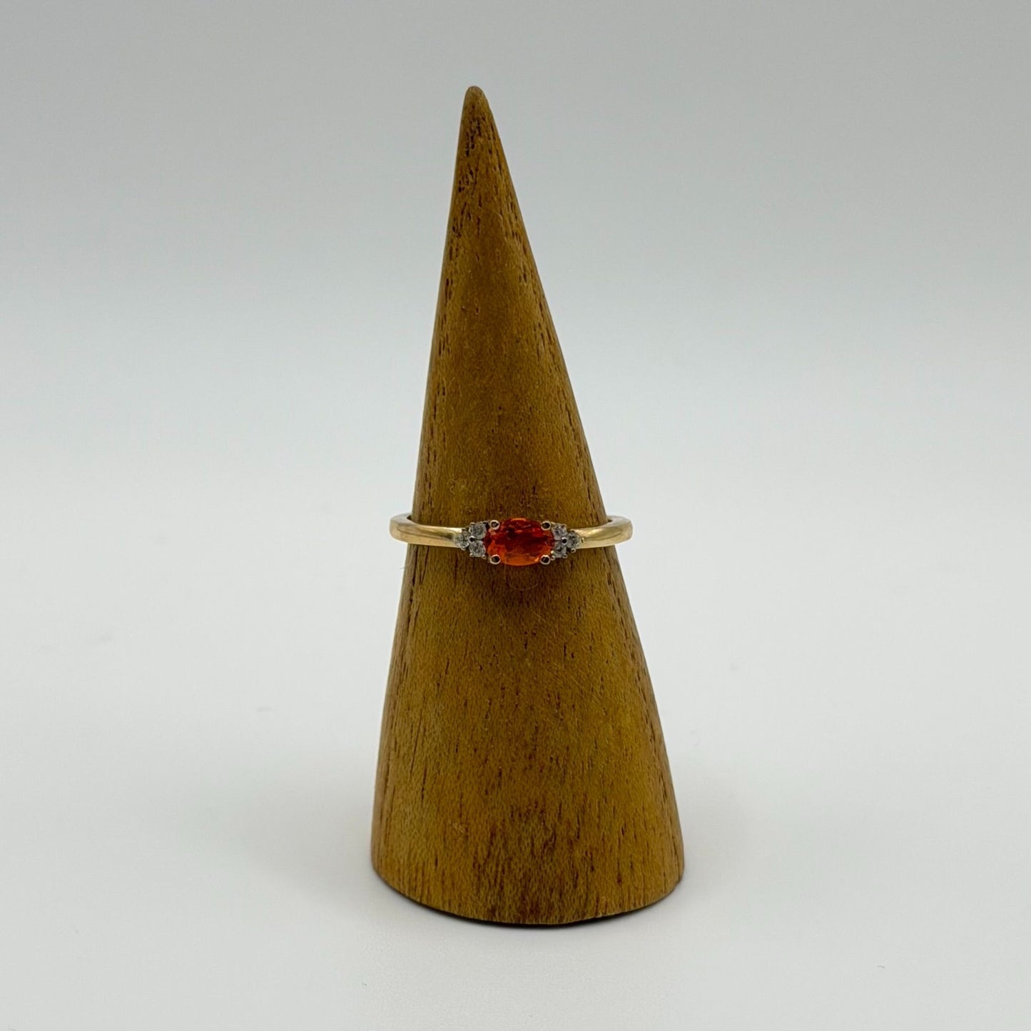 Natural Citrine Diamond Solid 14K Yellow Gold Stud Ring Size 7.5