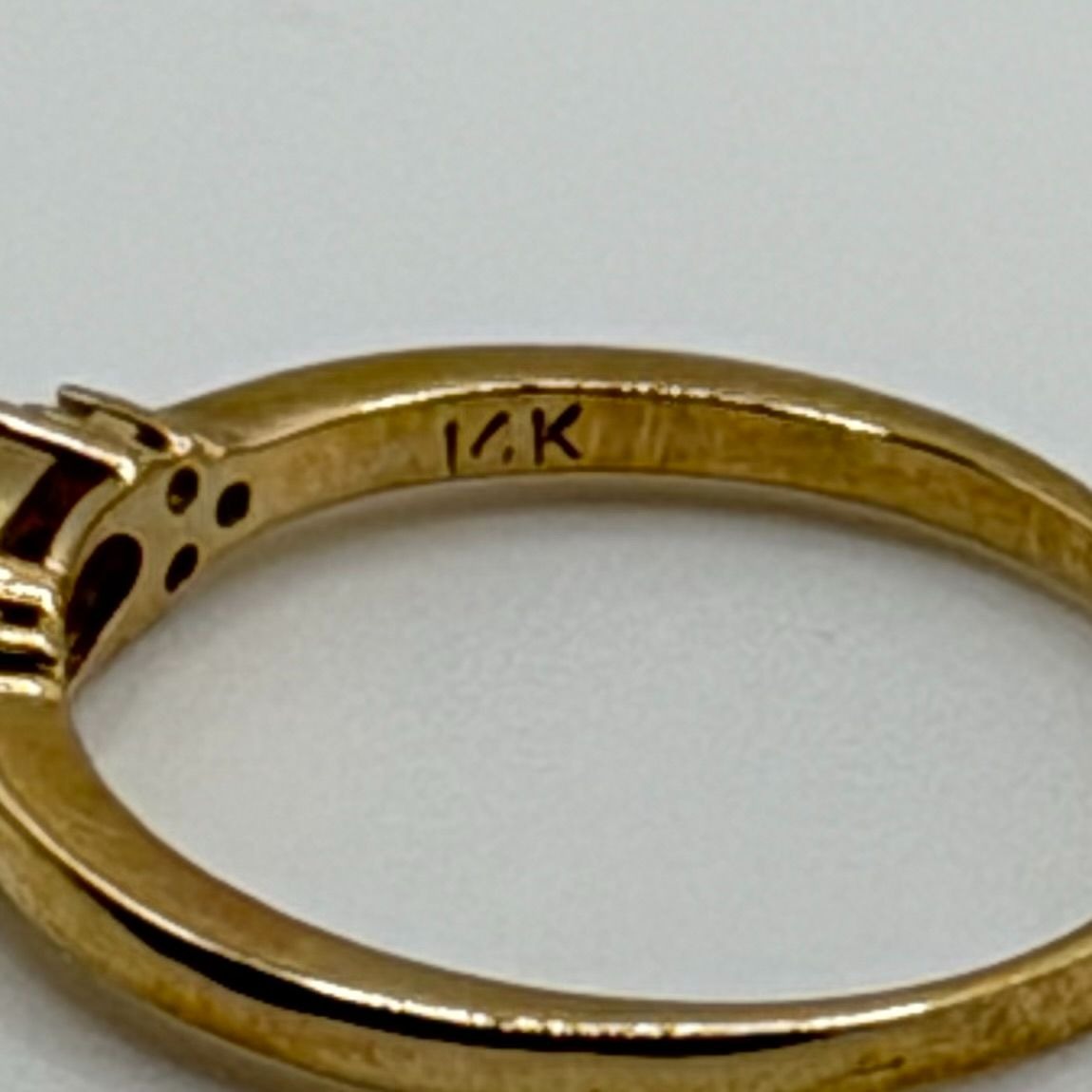 Natural Citrine Diamond Solid 14K Yellow Gold Stud Ring Size 7.5