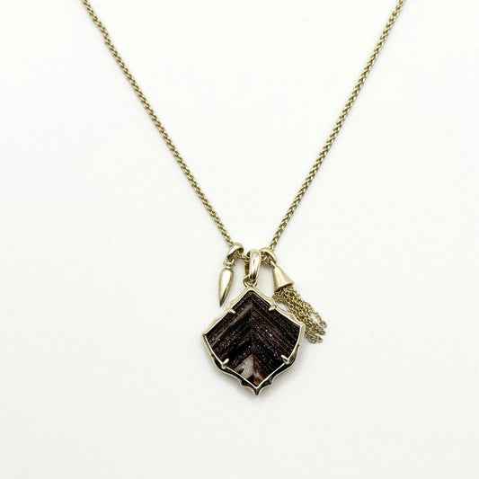 Kendra Scott Arlet Gold Pendant Necklace In Brown Dusted Glass