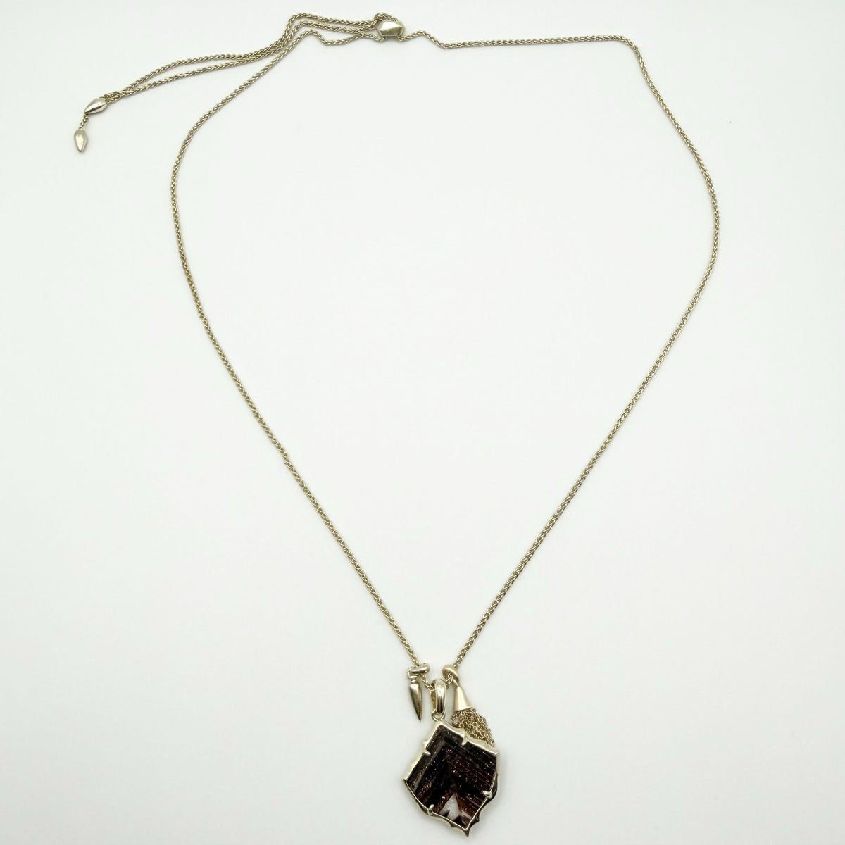 Kendra Scott Arlet Gold Pendant Necklace In Brown Dusted Glass