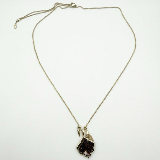 Kendra Scott Arlet Gold Pendant Necklace In Brown Dusted Glass