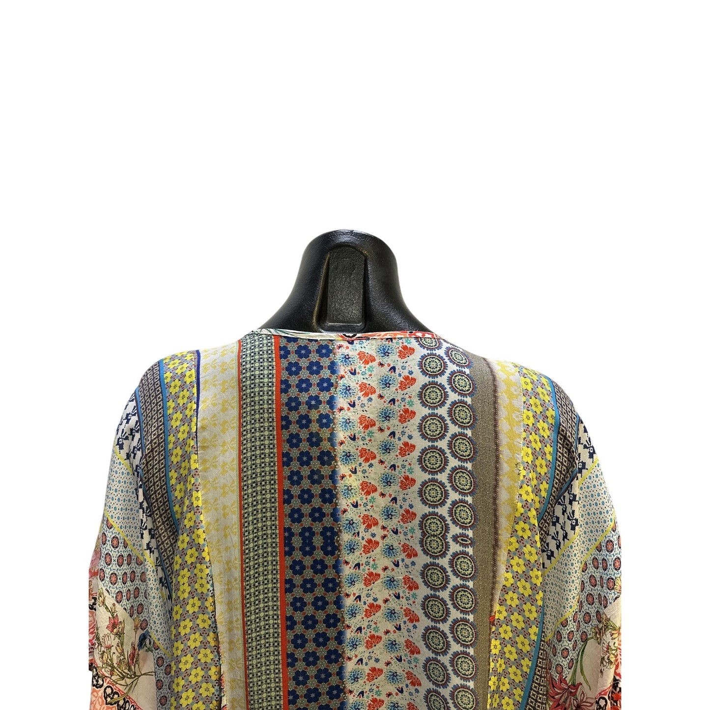 Johnny Was Multicolor Floral & Geometric Print Boho Tunic Blouse Size M