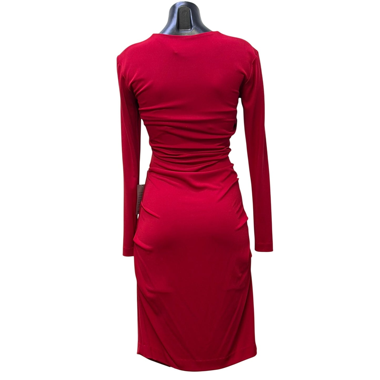 NWT Nicole Miller Red Long Sleeve Ruched Stretch Dress Size L