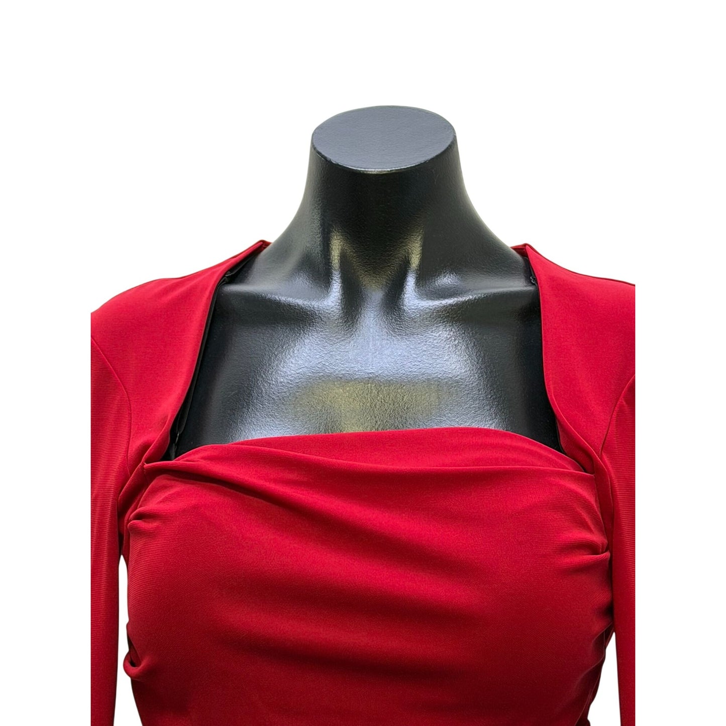 NWT Nicole Miller Red Long Sleeve Ruched Stretch Dress Size L