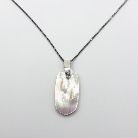 Kendra Scott Silver Tone Long Pendant Necklace With Mother-Of-Pearl Accent