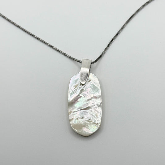 Kendra Scott Silver Tone Long Pendant Necklace With Mother-Of-Pearl Accent