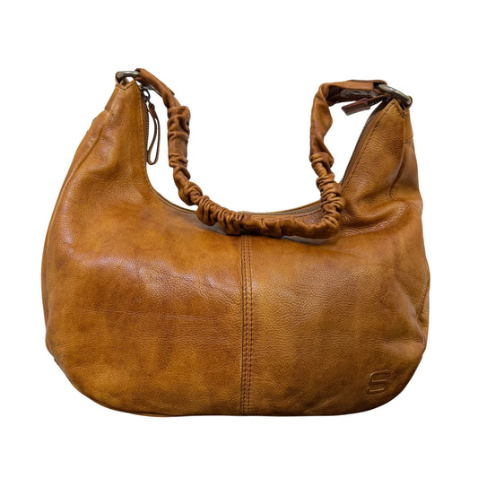 Spikes & Sparrow Leather Hobo Bag With Ruched Handle In Tan Brown