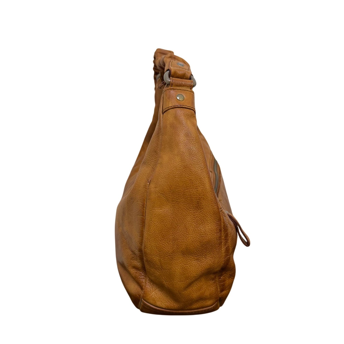 Spikes & Sparrow Leather Hobo Bag With Ruched Handle In Tan Brown