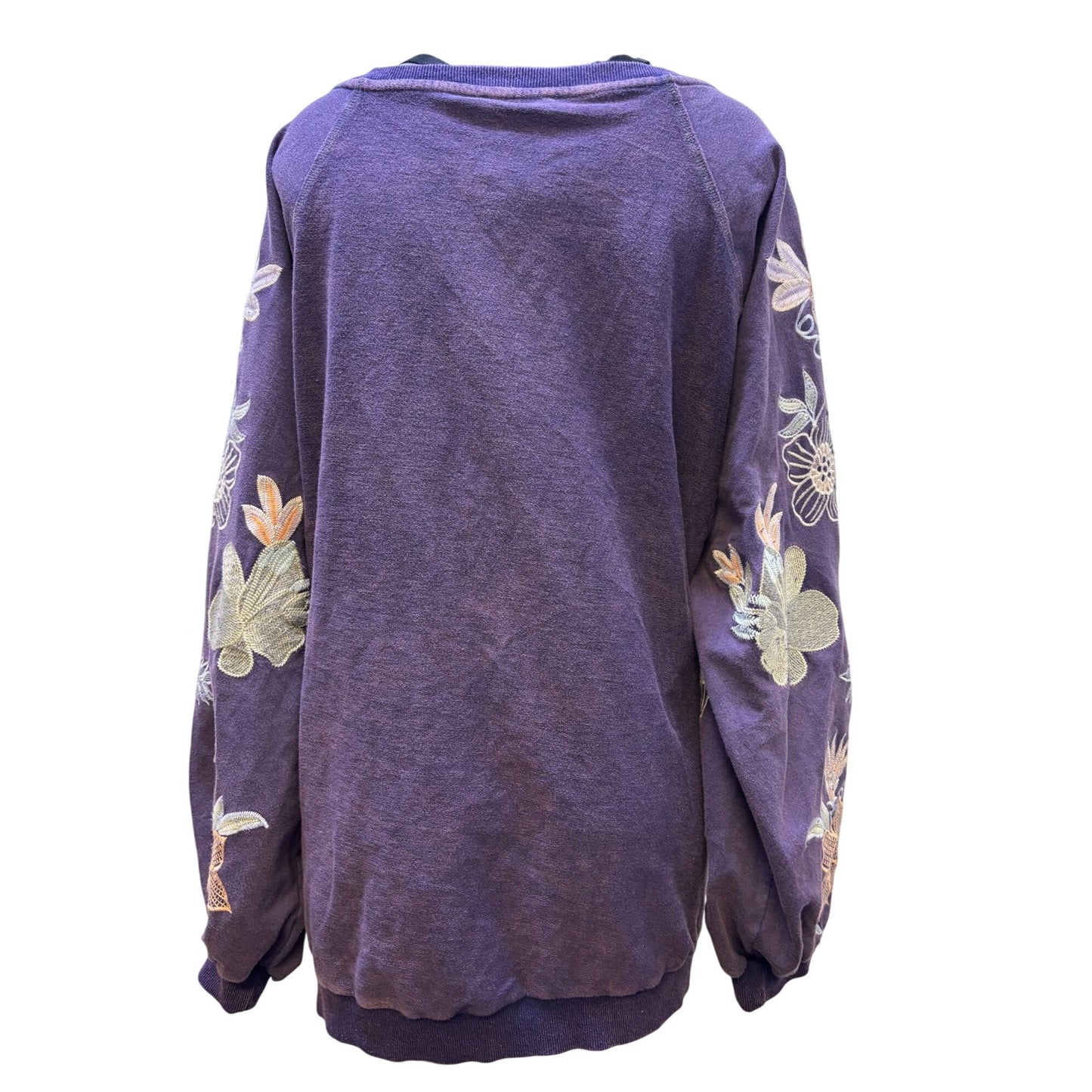 NWT Blue Velvet Embroidered Floral Sweatshirt Purple XL