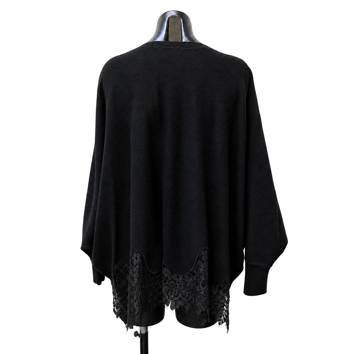 Johnny Was Lace Butterfly Pullover Black Multi L/XL