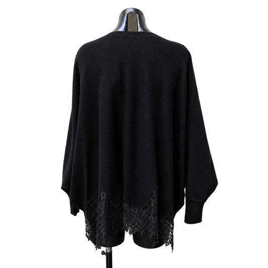Johnny Was Lace Butterfly Pullover Black Multi L/XL