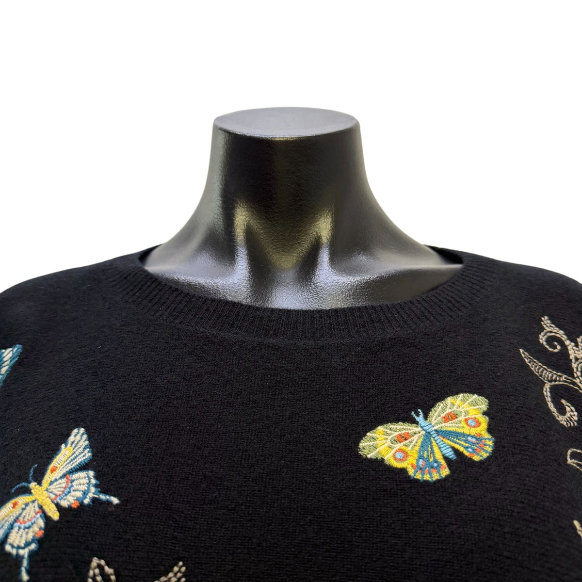 Johnny Was Lace Butterfly Pullover Black Multi L/XL