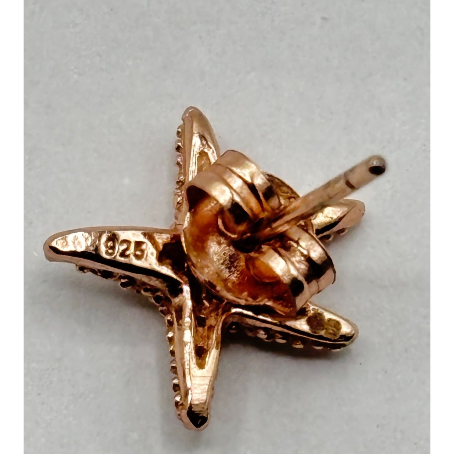 Starfish Stud Earrings 925 Sterling Silver Rose Gold Plated With CZ