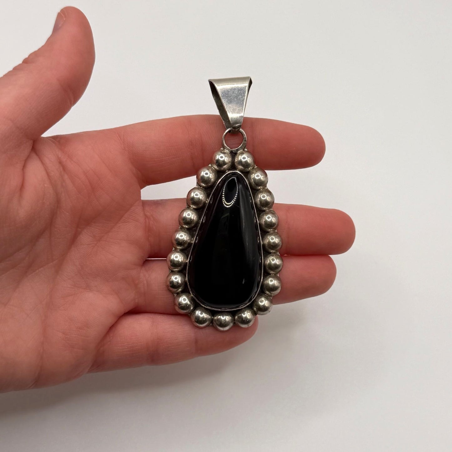 925 TJ-75 Vintage Mexico Sterling Silver Black Onyx Pendant