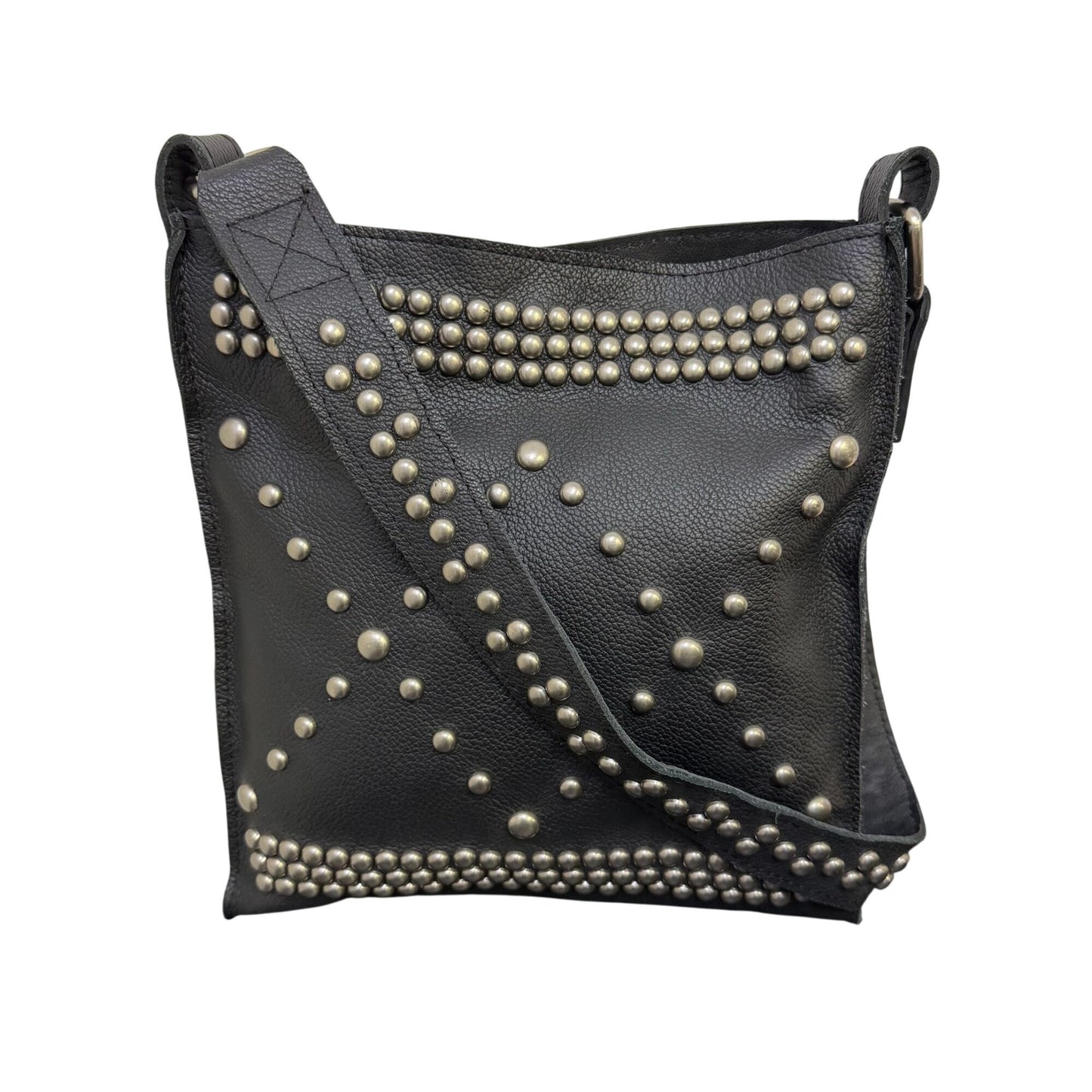 Cripple Creek Leather Studded Black Shoulder Bag
