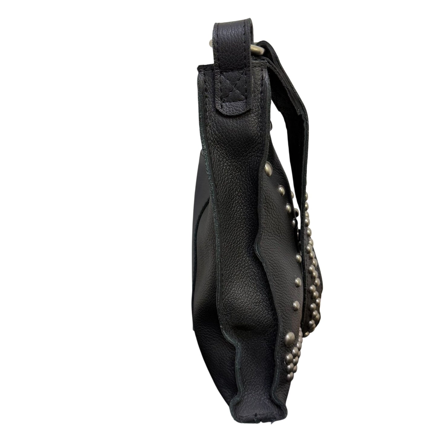 Cripple Creek Leather Studded Black Shoulder Bag