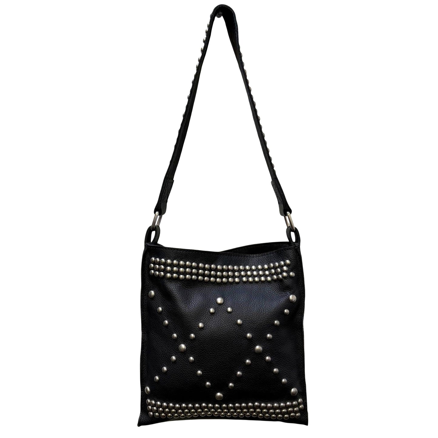 Cripple Creek Leather Studded Black Shoulder Bag