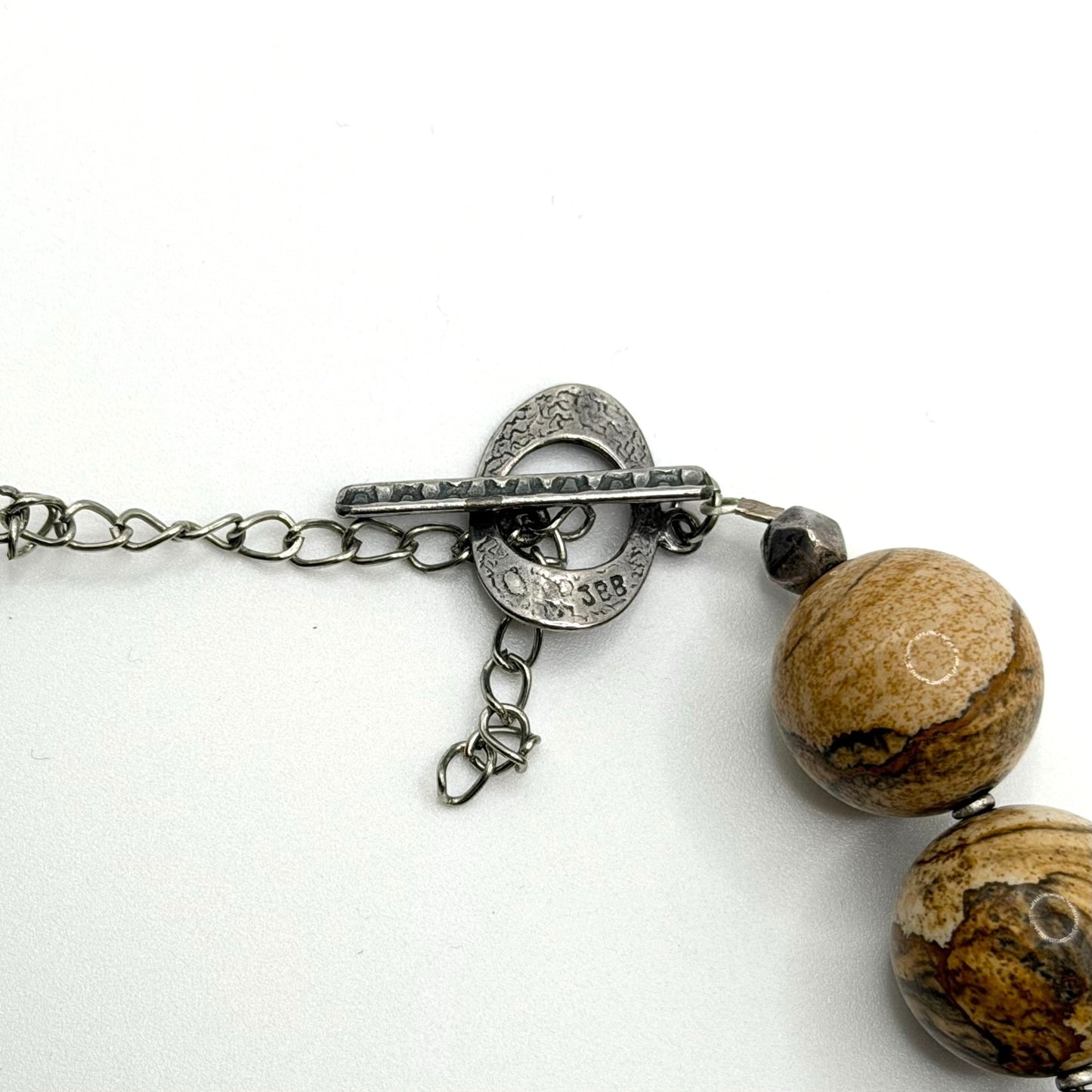 Sterling Silver Jasper Pendant Necklace With Toggle Clasp Stamped Starborn 925