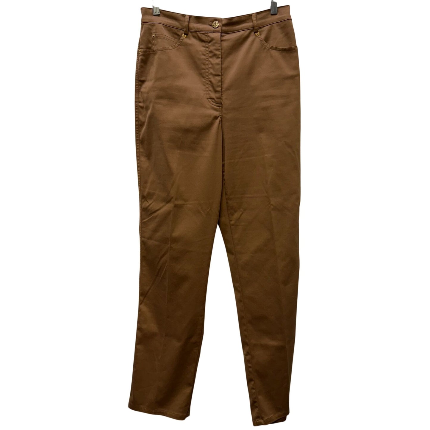 St. John Brown High-Rise Straight-Leg Pants Size 6