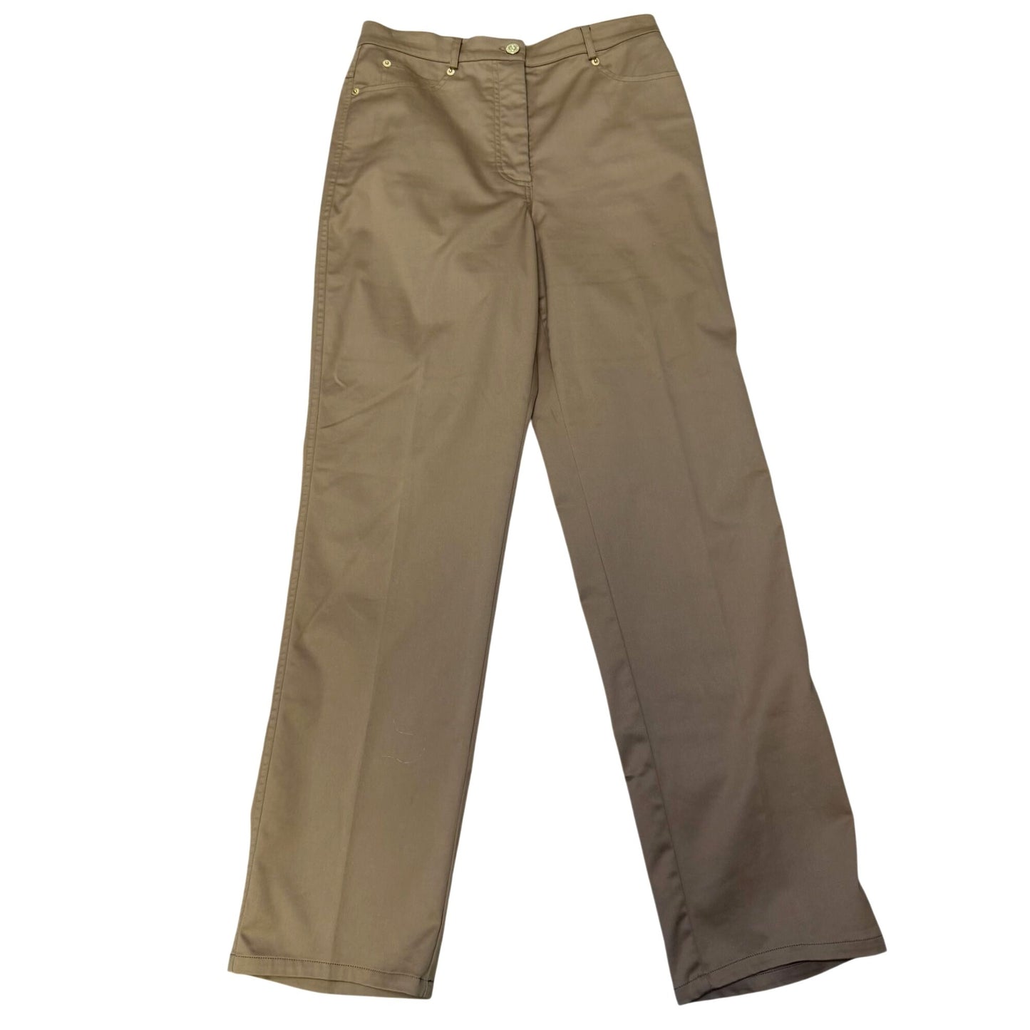 St. John Brown High-Rise Straight-Leg Pants Size 6