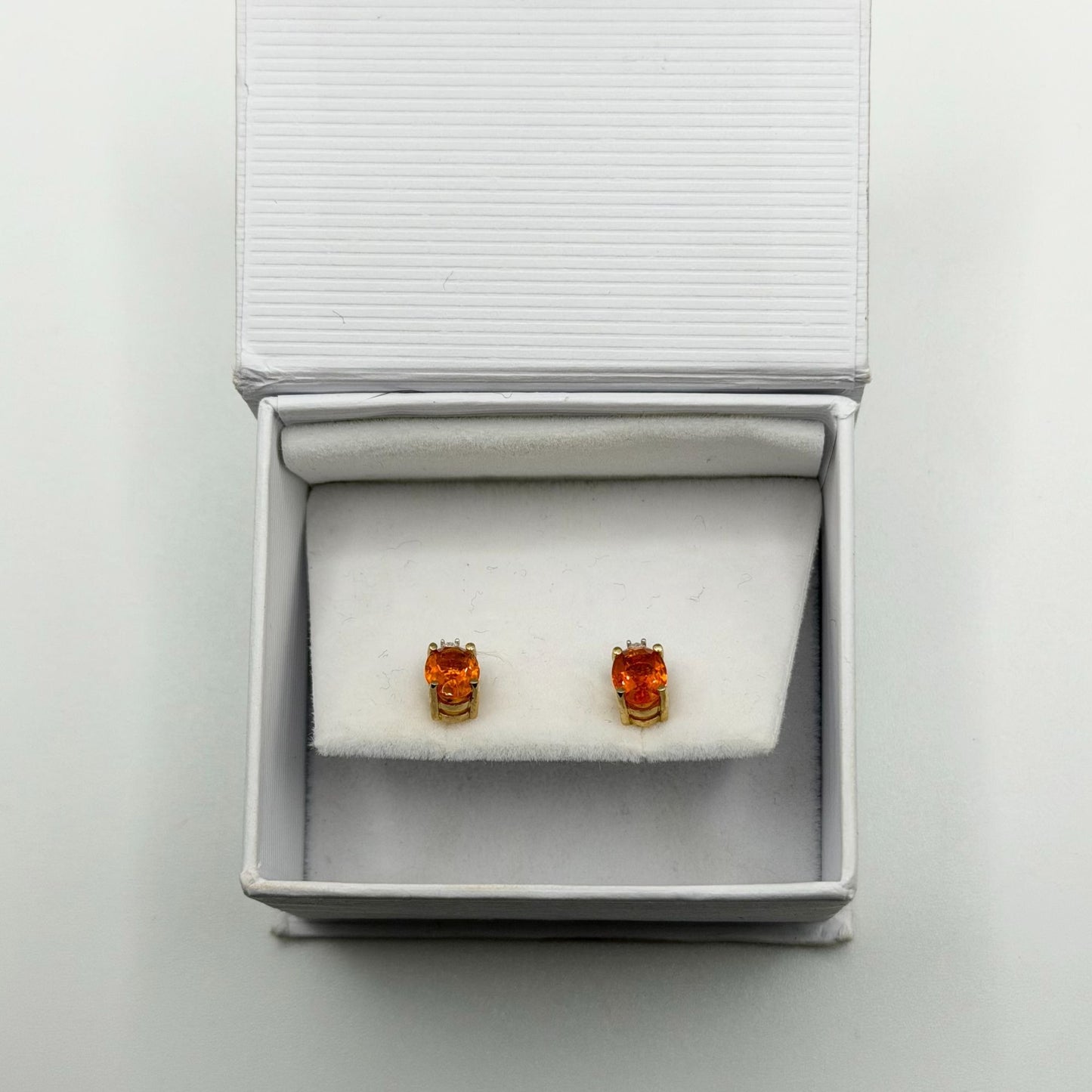 Natural Oval Citrine & Diamond Solid 14K Yellow Gold Stud Push Back Earrings