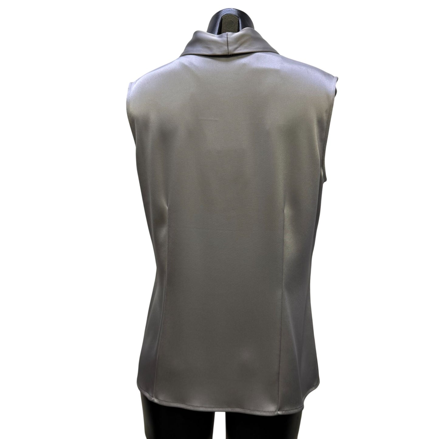 NWT St. John Light Grey Blouse With Bow Tie Detail Size 8