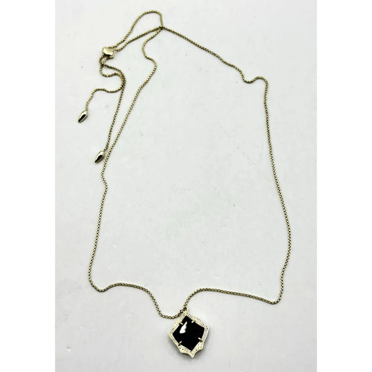 Kendra Scott Gold Pendant Necklace With Black Stone