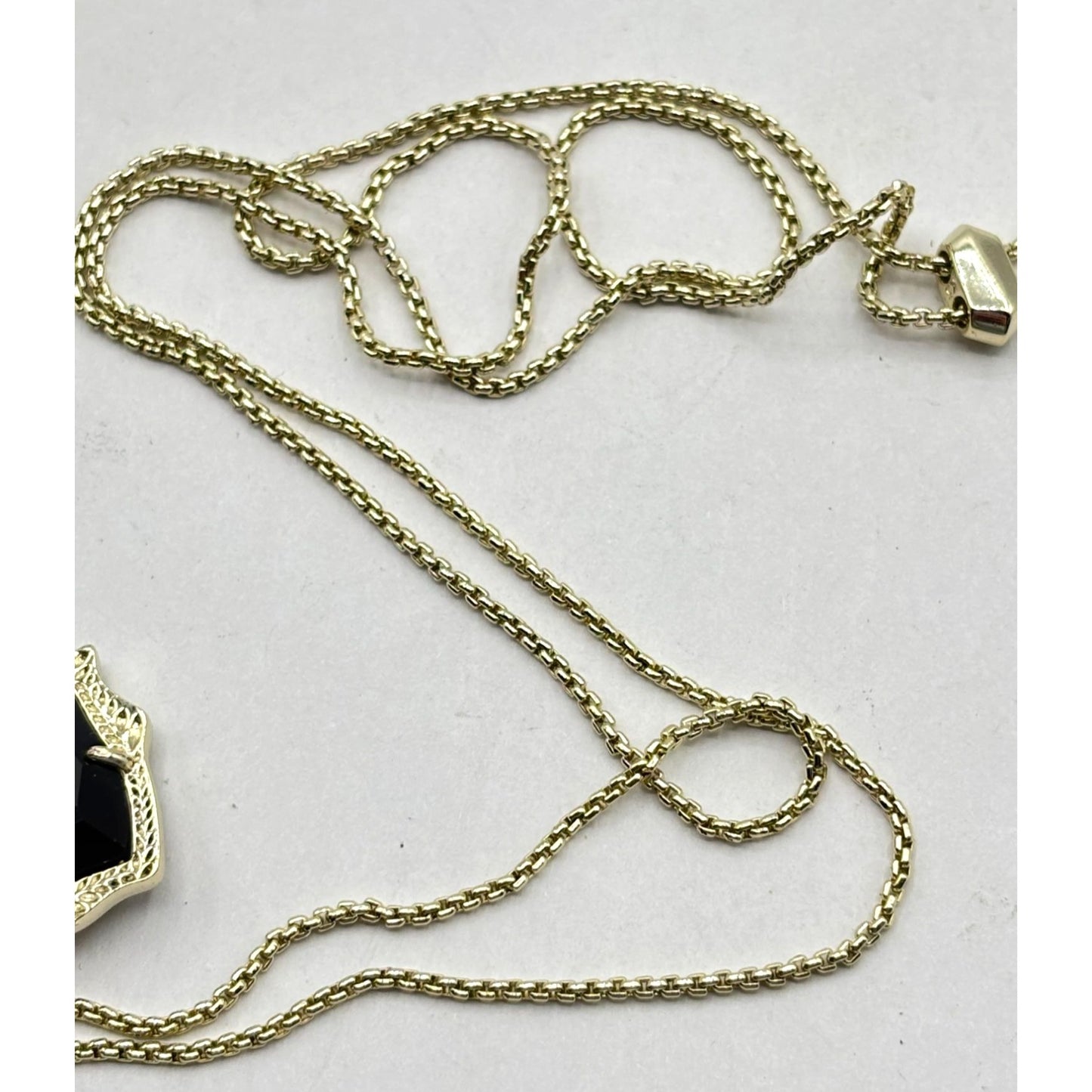 Kendra Scott Gold Pendant Necklace With Black Stone