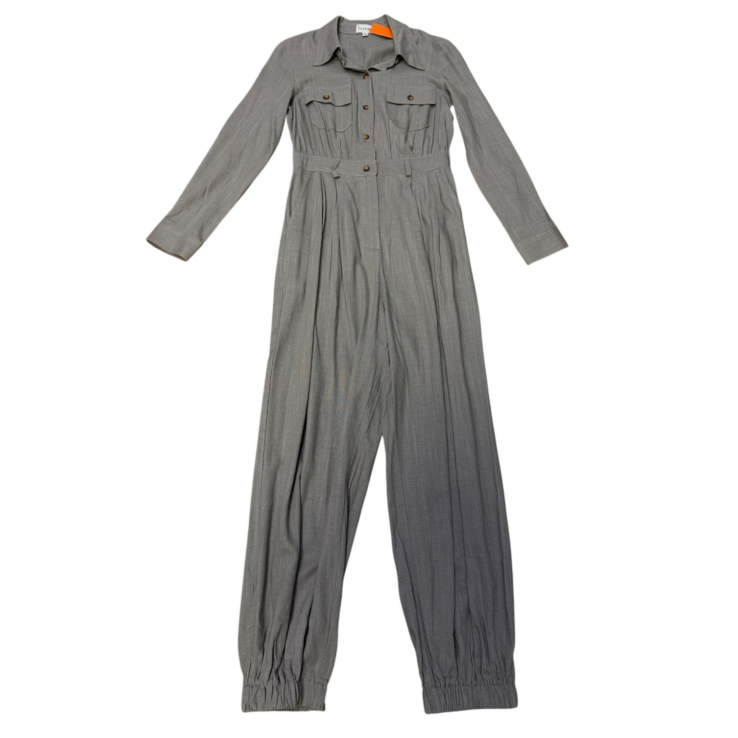 Modesees Gray Long Sleeve Button-Up Jumpsuit Pockets XS