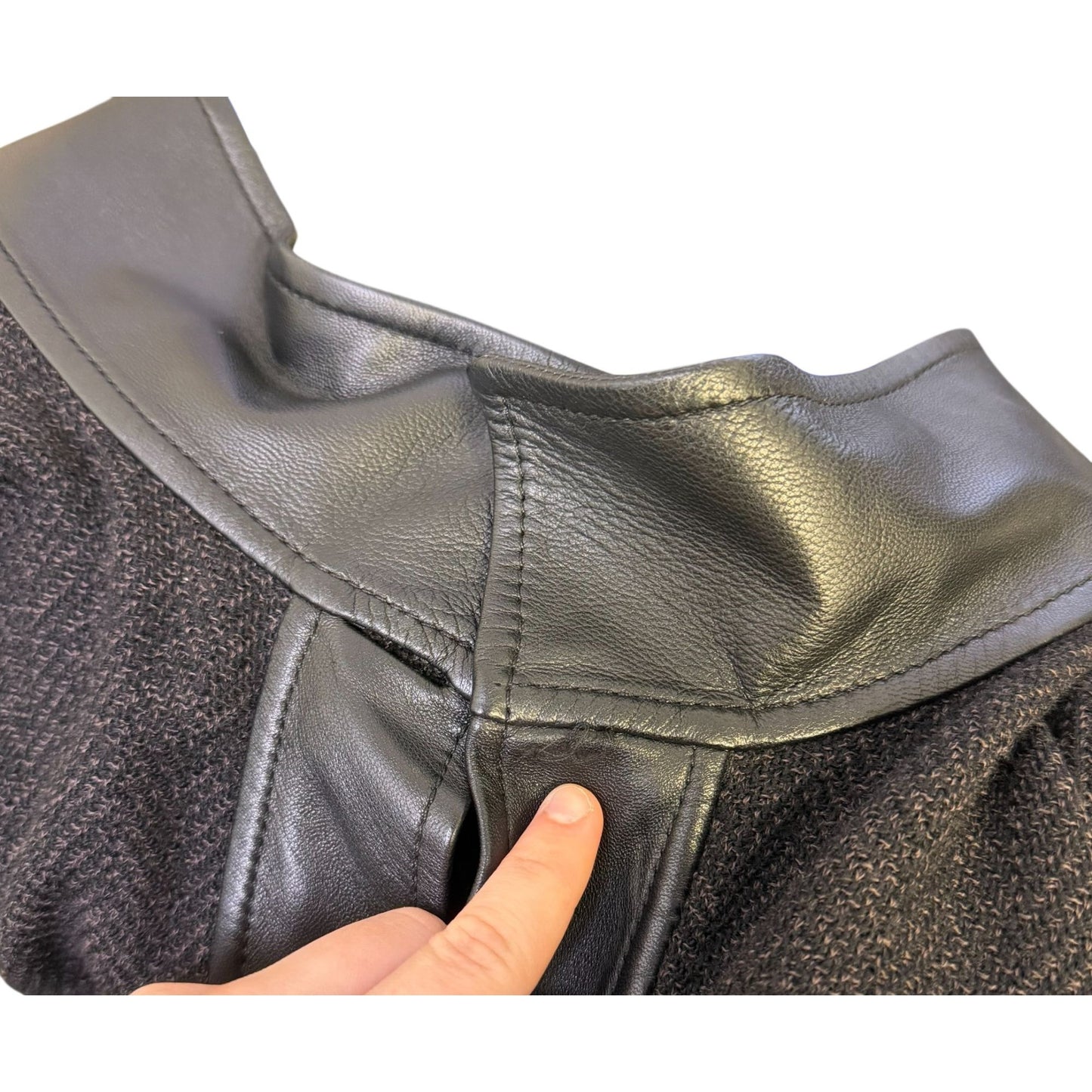 St. John Black Leather Trim Open Jacket M/L