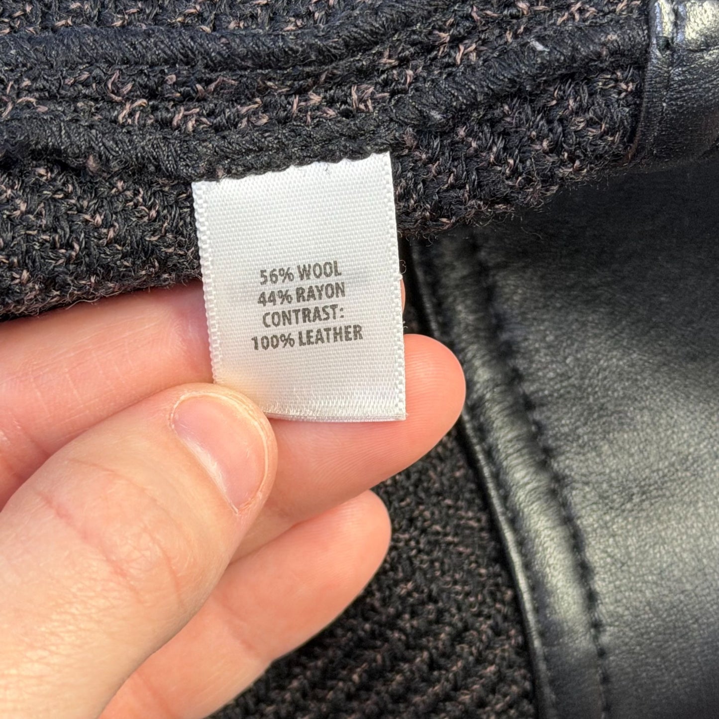 St. John Black Leather Trim Open Jacket M/L