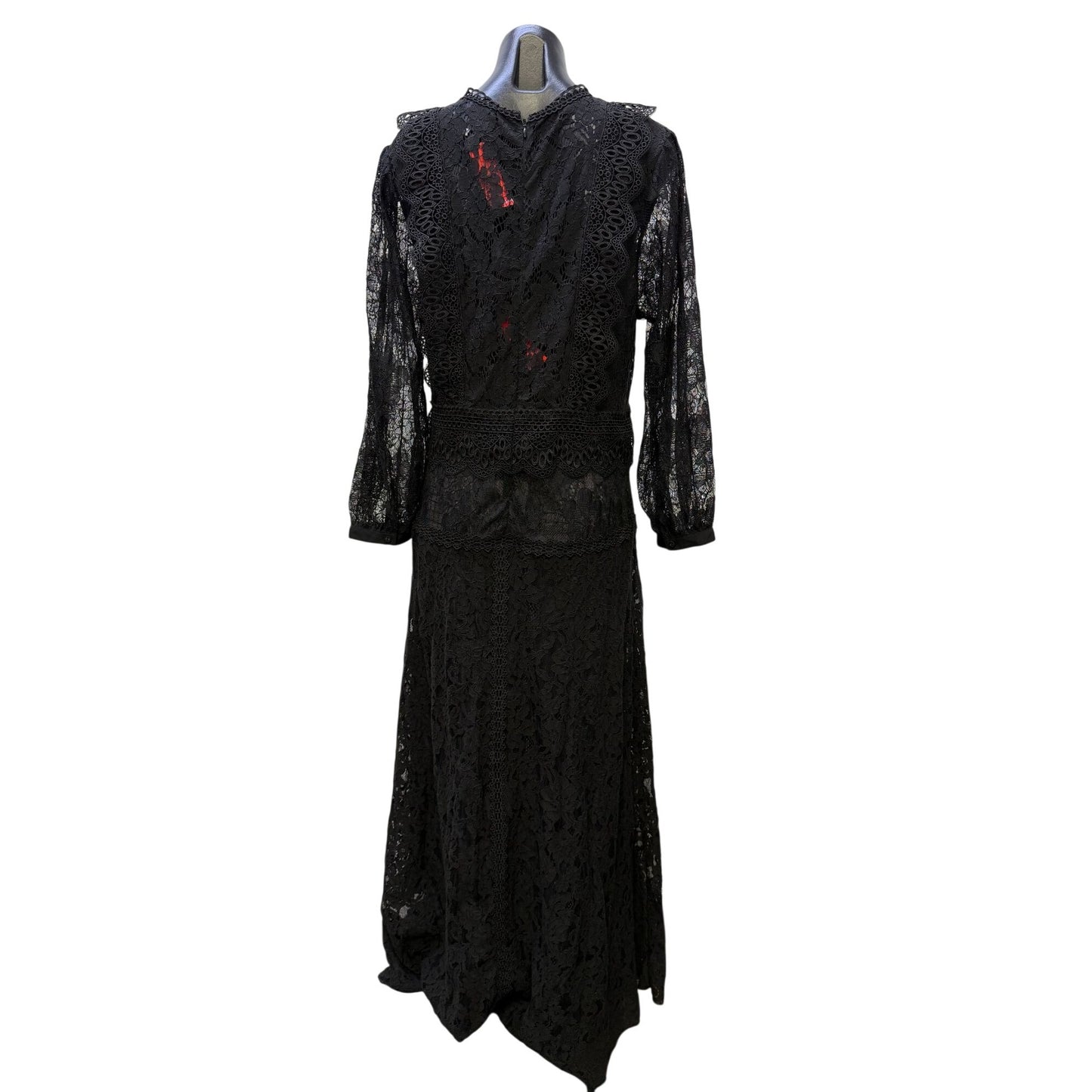 Johnny Was Biya Black Lace Maxi Dress & Slip Size L