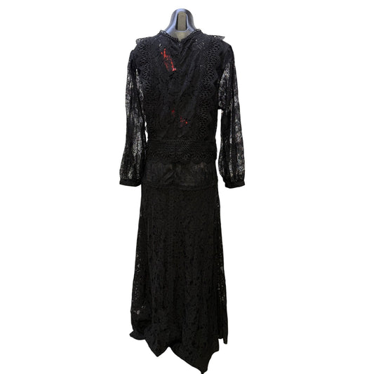 Johnny Was Biya Black Lace Maxi Dress & Slip Size L