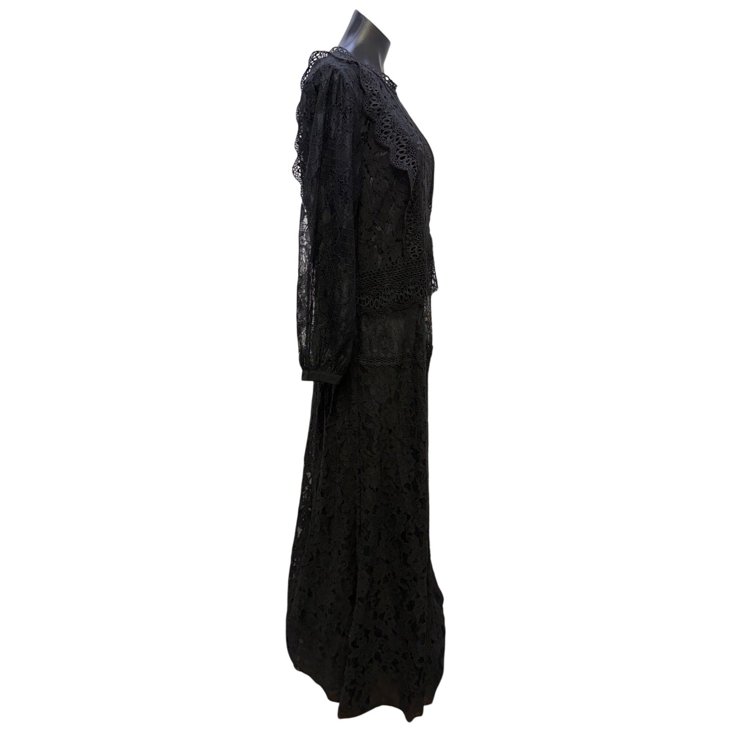 Johnny Was Biya Black Lace Maxi Dress & Slip Size L