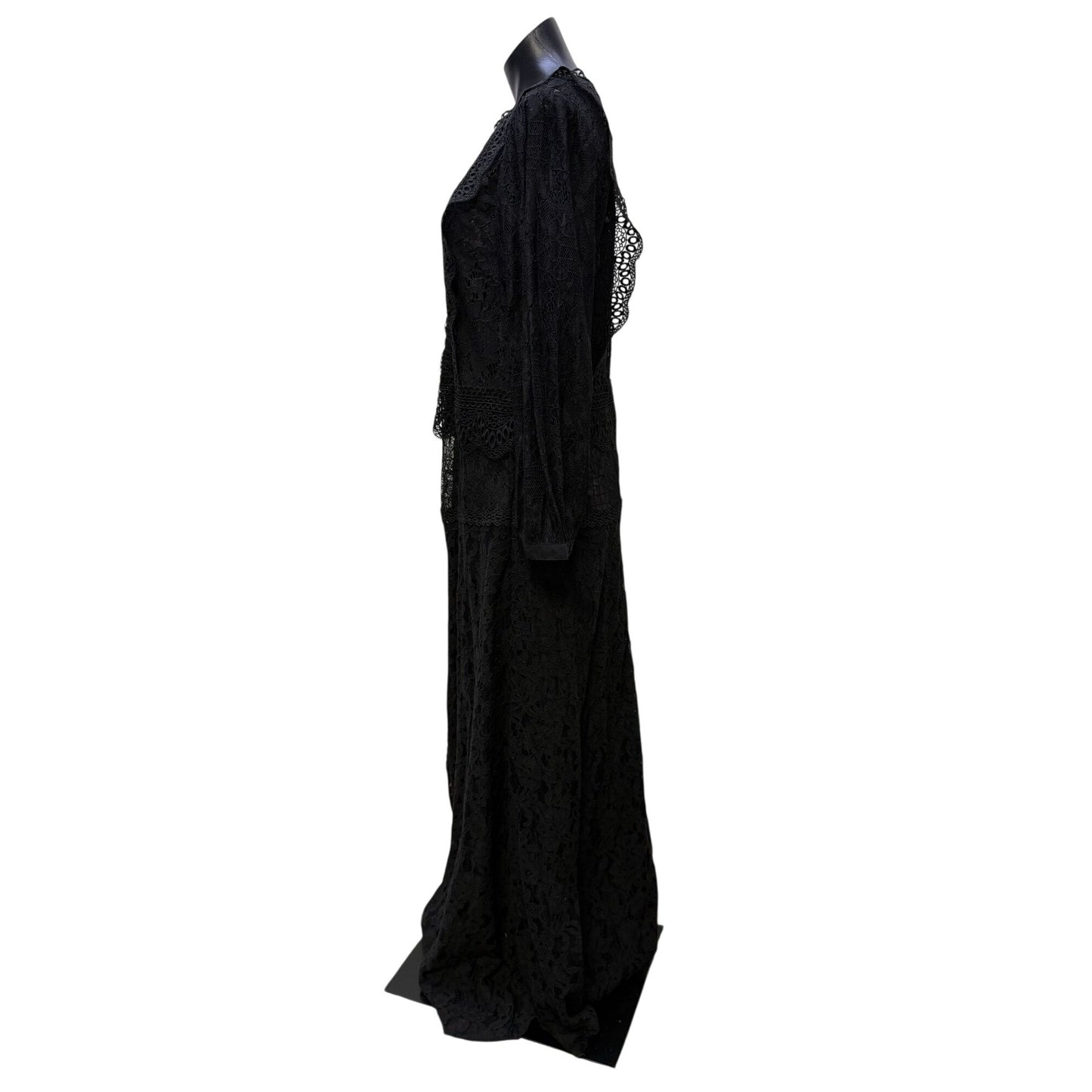 Johnny Was Biya Black Lace Maxi Dress & Slip Size L